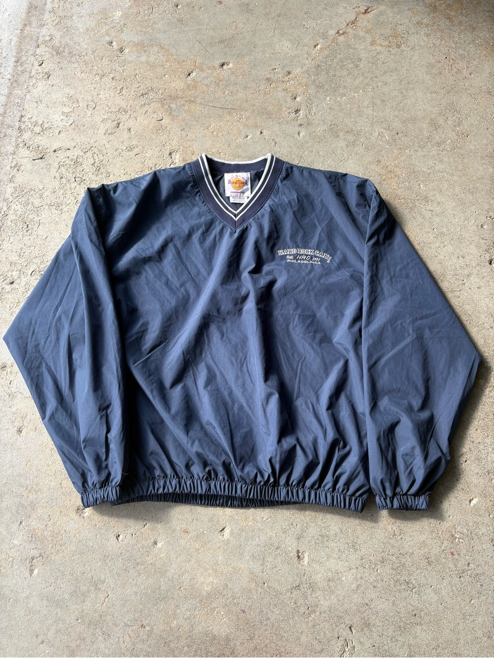 Men’s Vintage 1990’s Hard Rock Cafe Philadelphia Navy Windbreaker Jacket